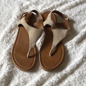 Leather and suede sandals.
